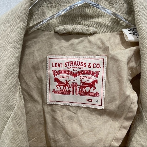 Levi’s Alexa Safari Blazer Jacker Oversized Fit Linen Cotton Cream Tan Medium - Picture 5 of 11